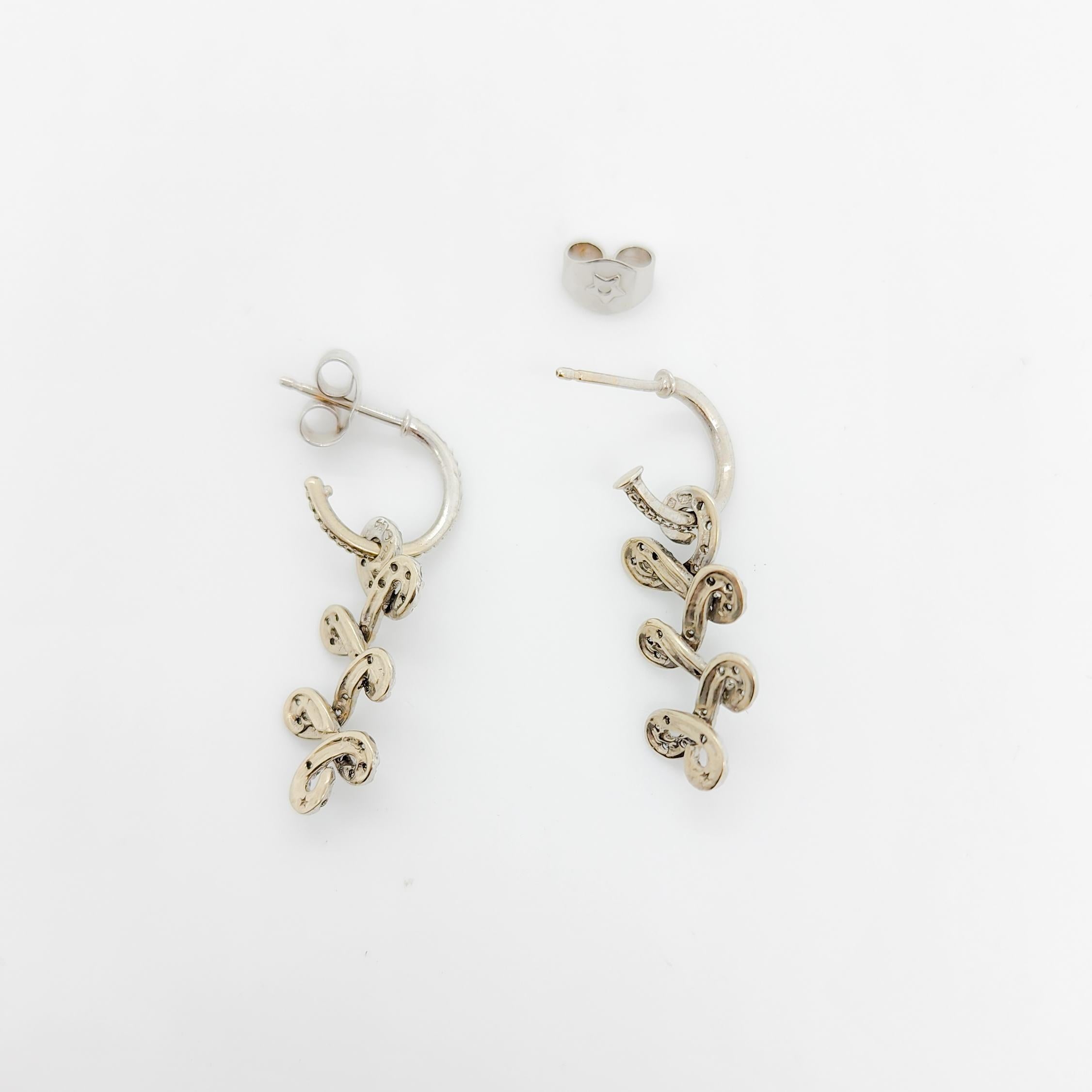 Women's or Men's Estate H. Stern White Diamond Dangle Earrings in 18k White Gold For Sale