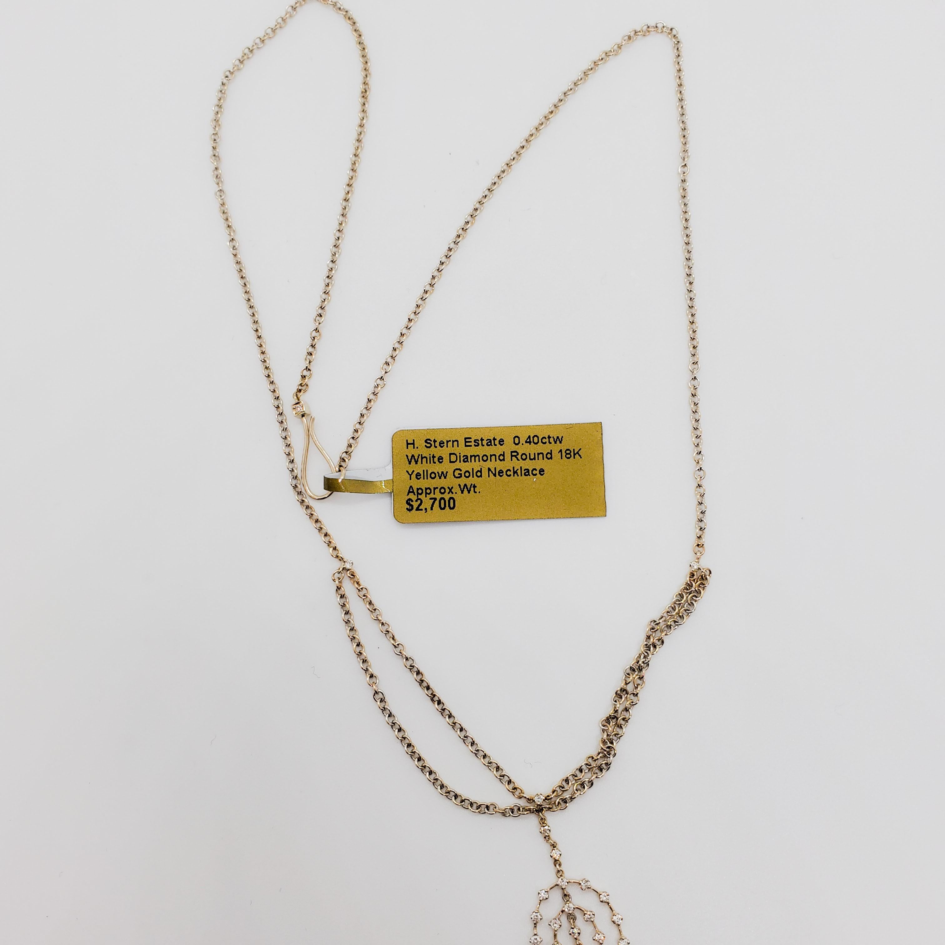 Estate H. Stern White Diamond Pendant Necklace in 18k Yellow Gold 3