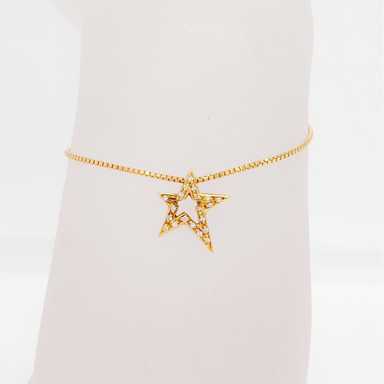 Taille ronde Bracelet étoile en or jaune 18 carats avec diamants blancs de H. Stern, ancienne propriété en vente