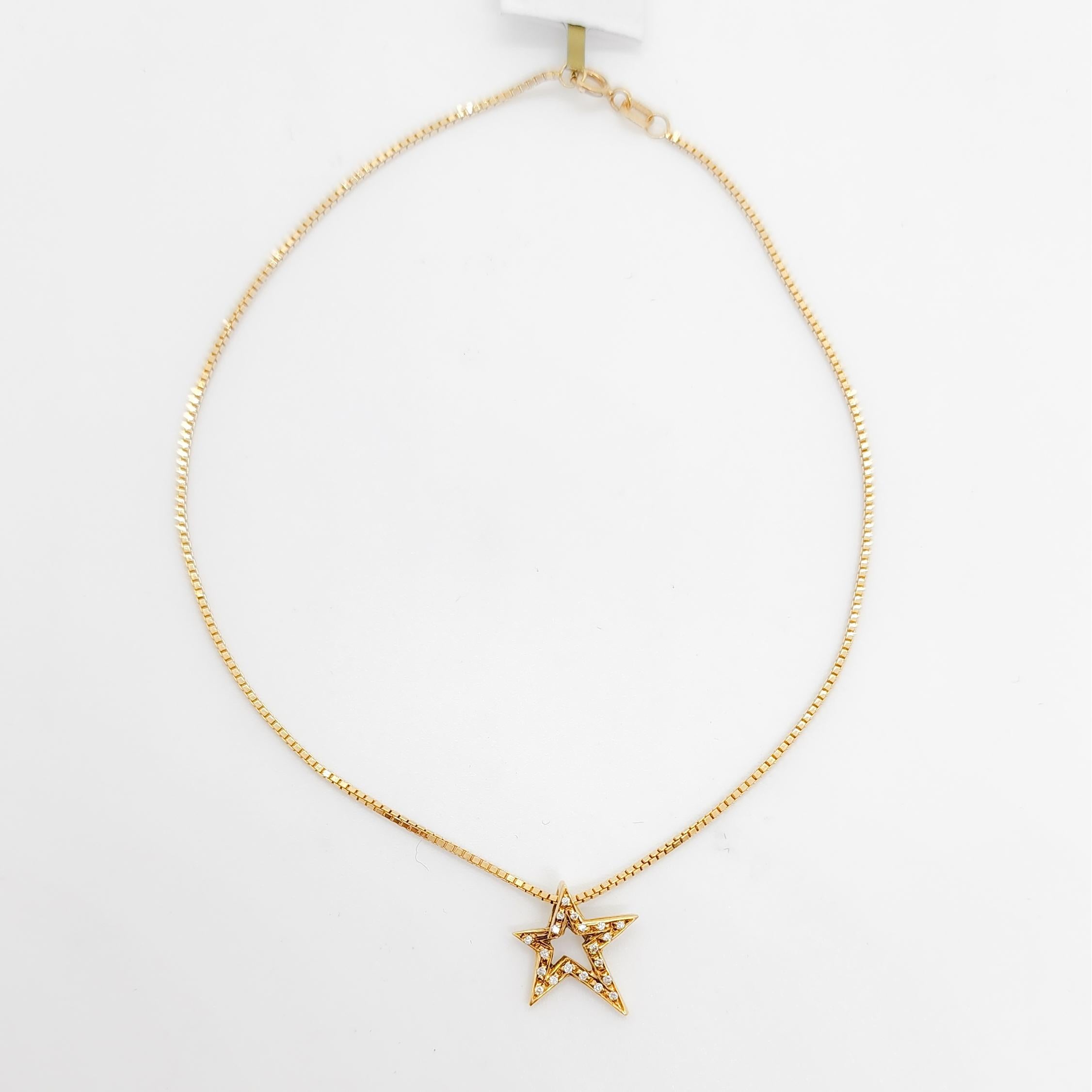 Estate H. Stern White Diamond Star Anklet in 18k Yellow Gold In Excellent Condition For Sale In Los Angeles, CA
