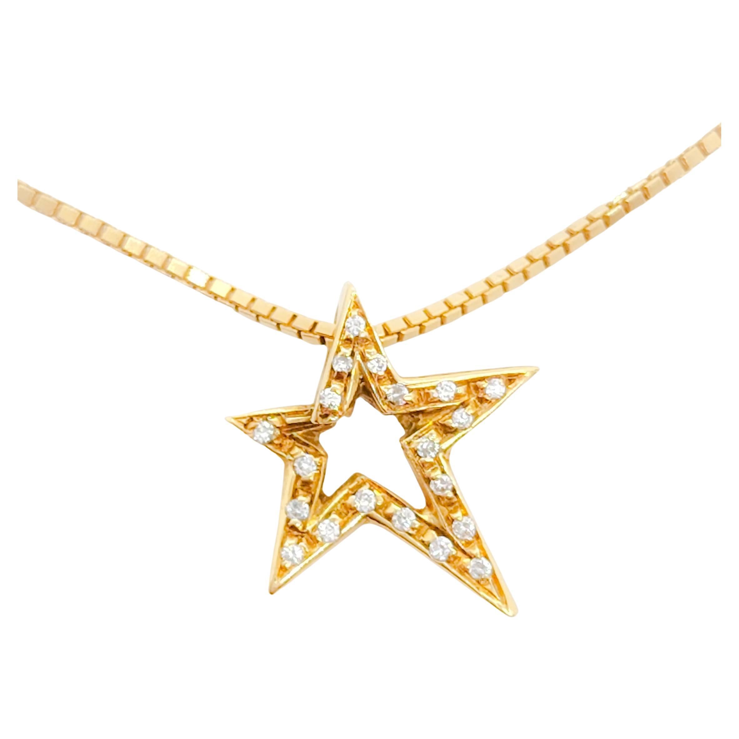 Estate H. Stern White Diamond Star Anklet in 18k Yellow Gold For Sale