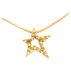 Estate H. Stern White Diamond Star Anklet in 18k Yellow Gold