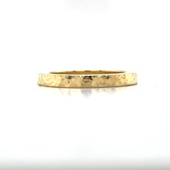 Estate Hammered Solid Gold 18K Yellow Gold Stackable Band Wedding Ring, Size 6.5