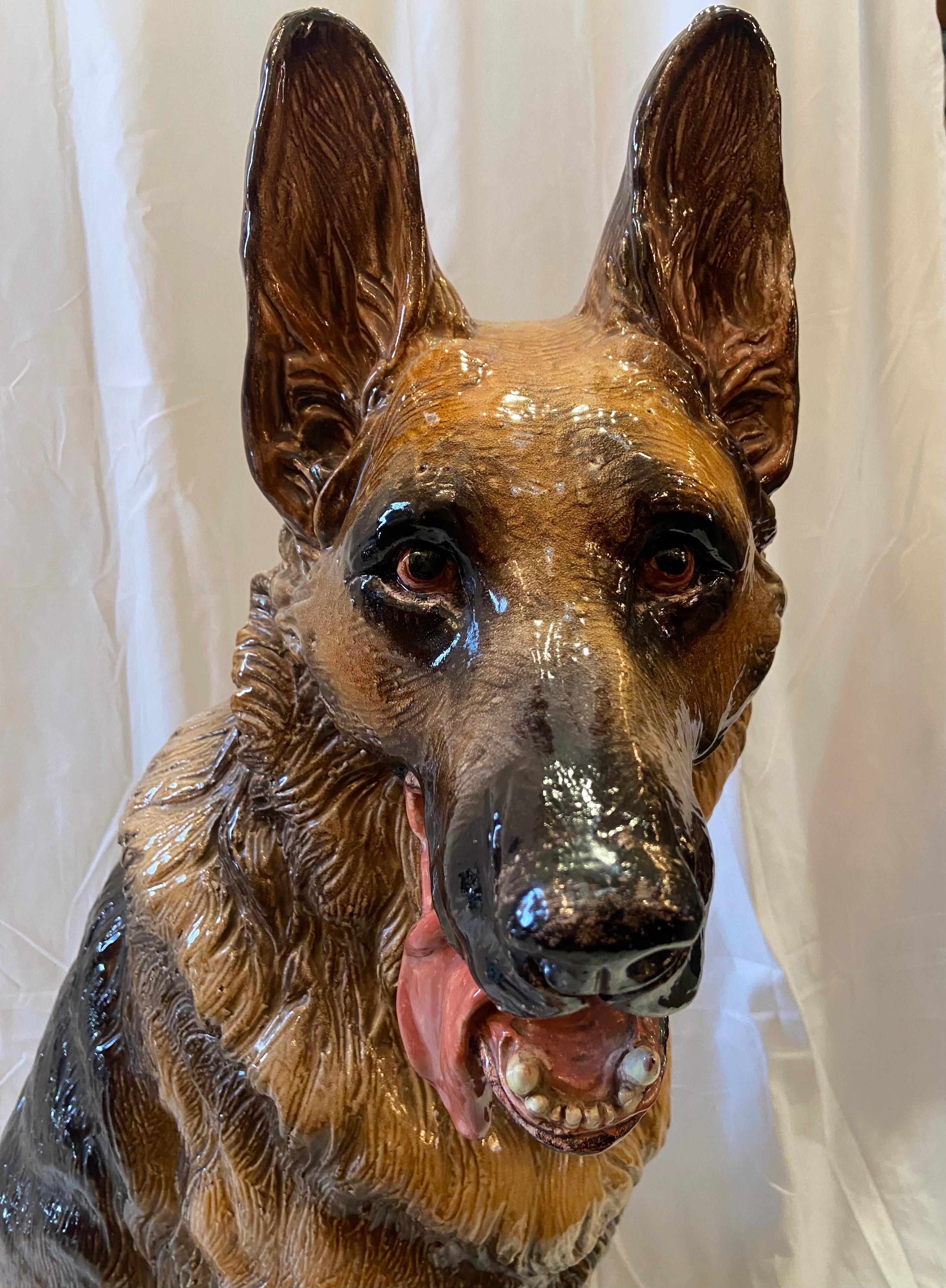Estate Hand-Painted Terracotta German Shepherd Statue, Circa 1900-1920 For  Sale at 1stDibs