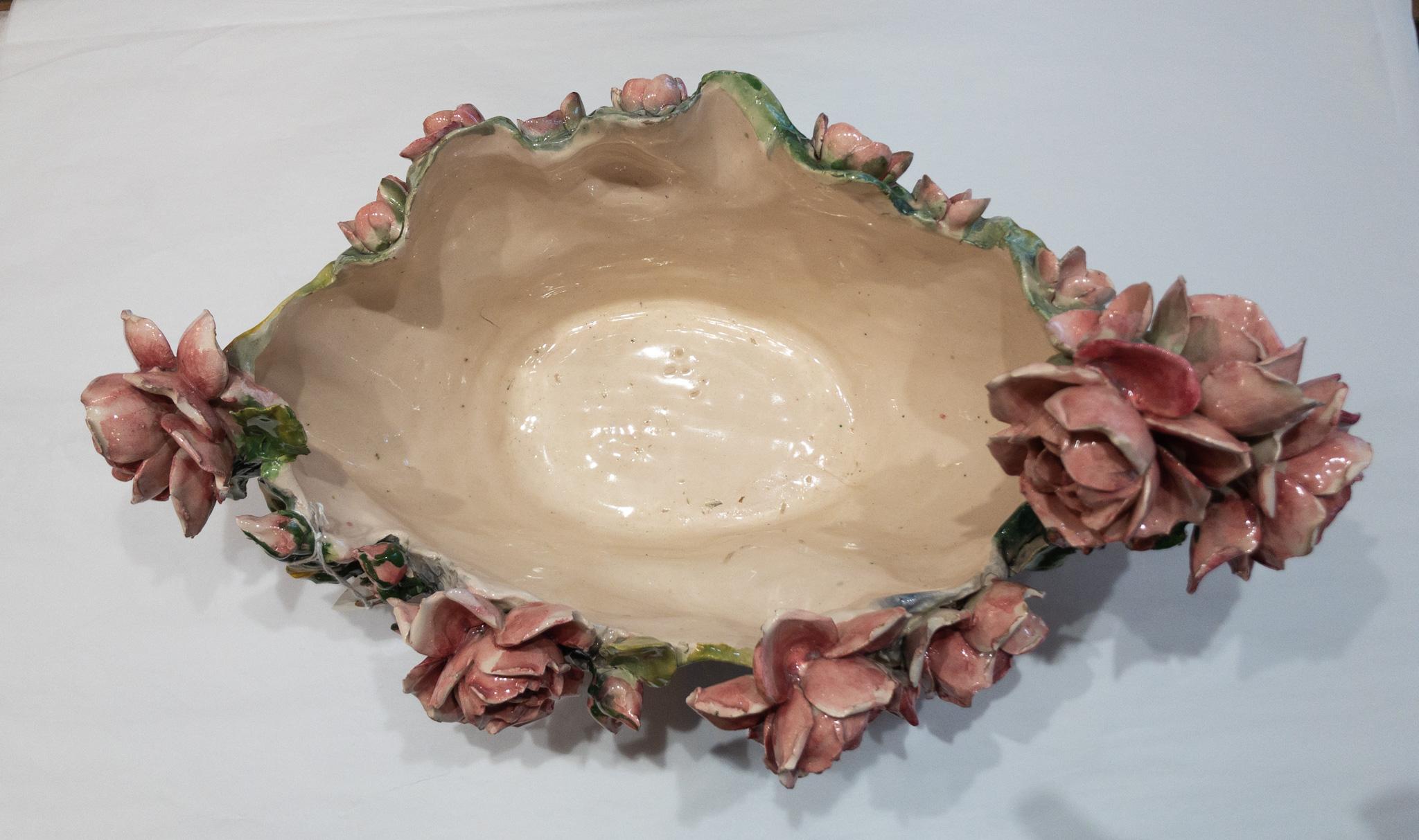 Hand-Crafted Estate Handmade French Porcelain Centerpiece with Floral Motif
