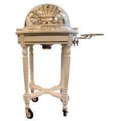 Estate Handmade Silver-Plated Meat Carving Trolley Cart with Alcohol Burner