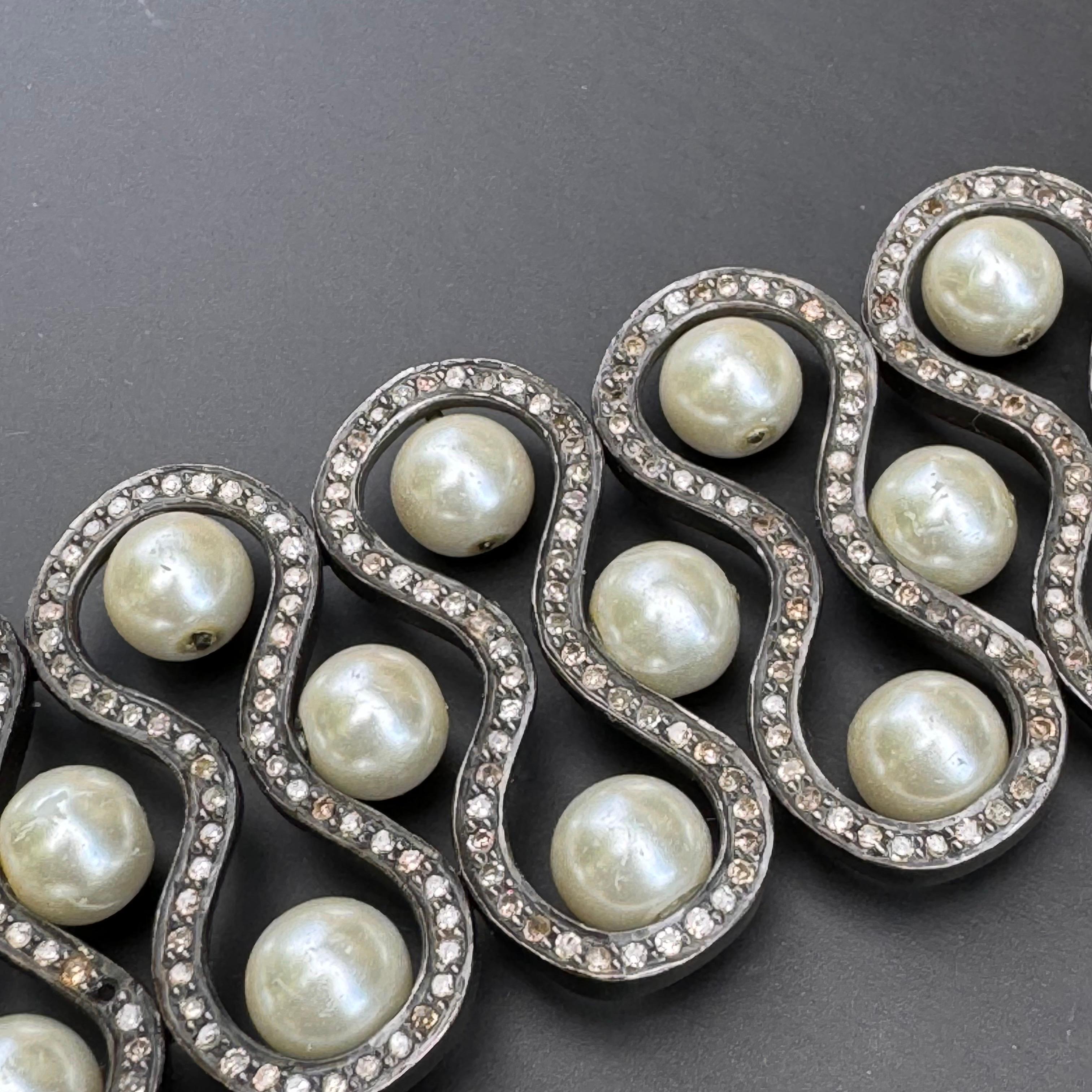 Estate Handmade Sterling Silver Diamond Bracelet For Sale 5