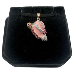 Estate Hat Pendant in 10kt Yellow Gold - 0.08ctw Pink Ruby, 0.02ctw Diamonds