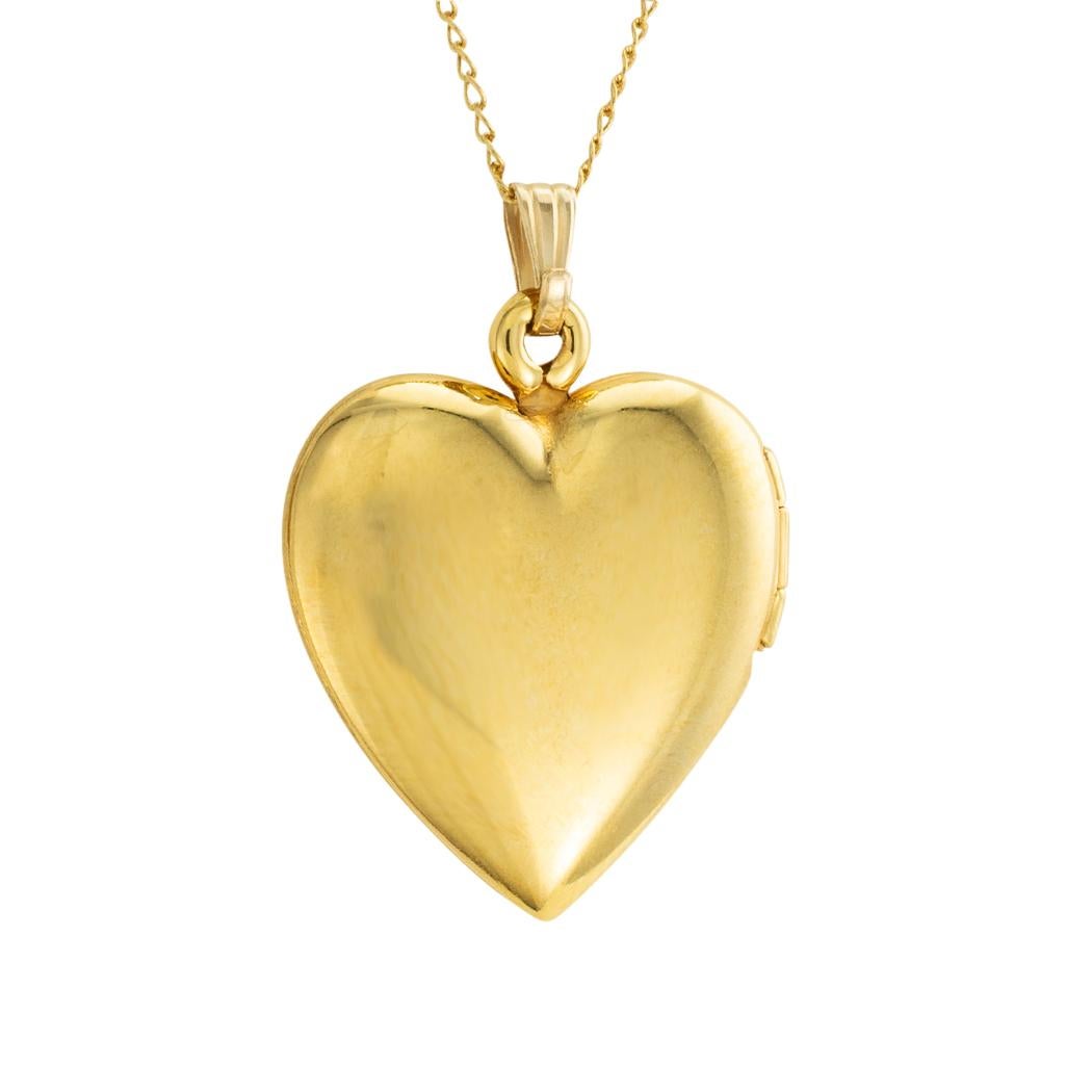 Contemporary Estate Heart Shaped Yellow Gold Locket Pendant