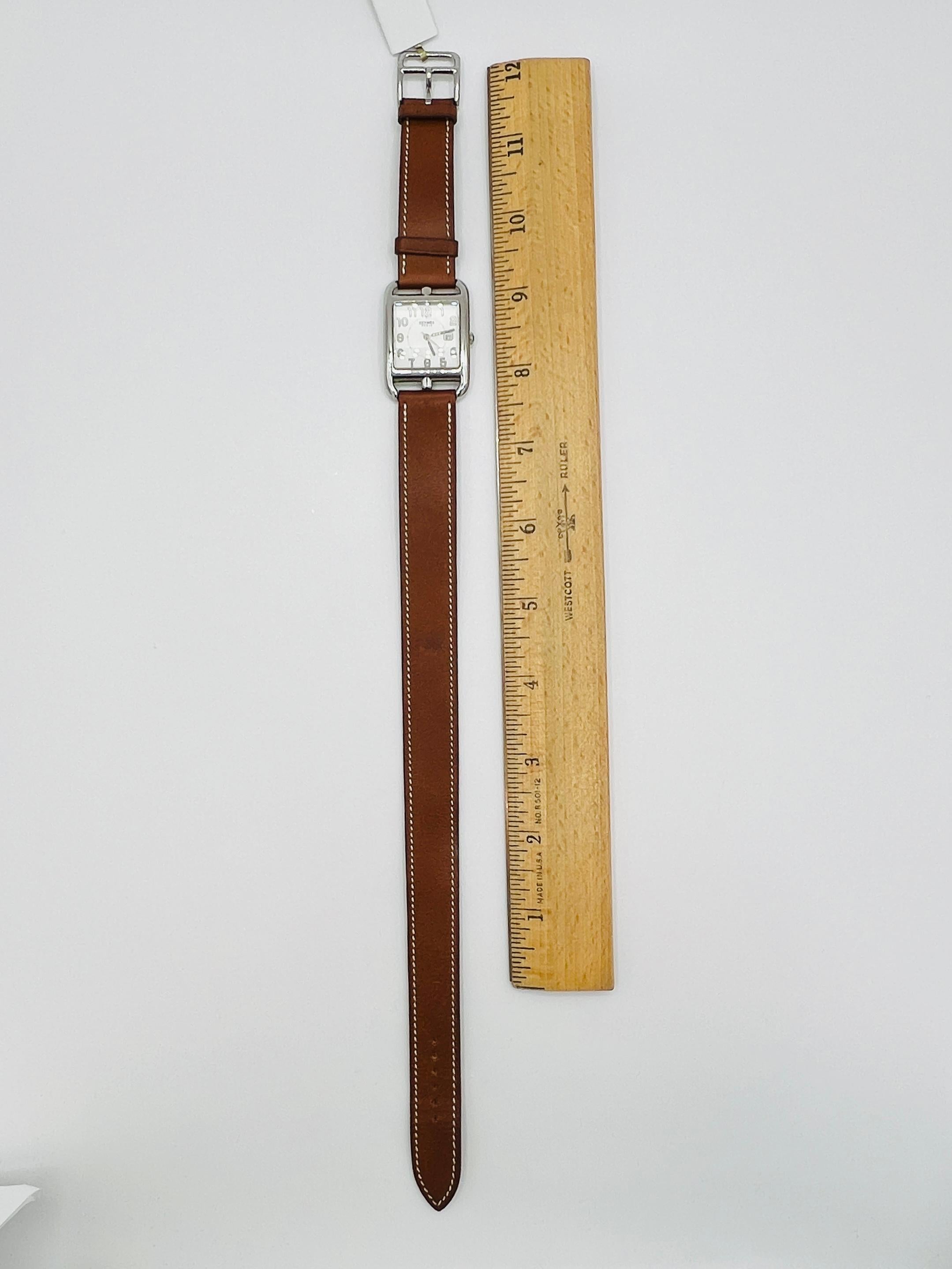 Estate Hermes Cape Cod Large 37 mm Watch with Leather Strap 7