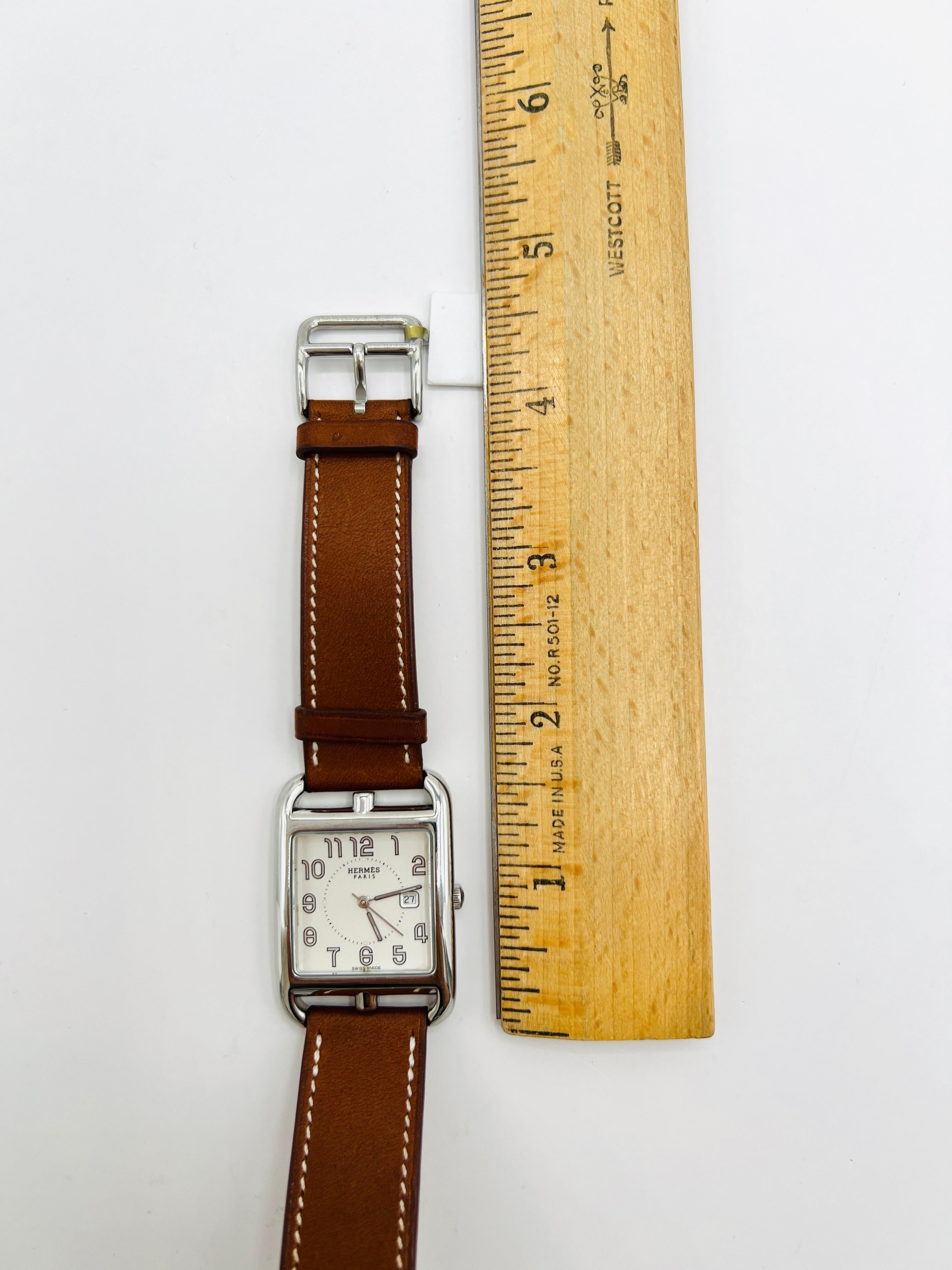 Estate Hermes Cape Cod Large 37 mm Watch with Leather Strap 8