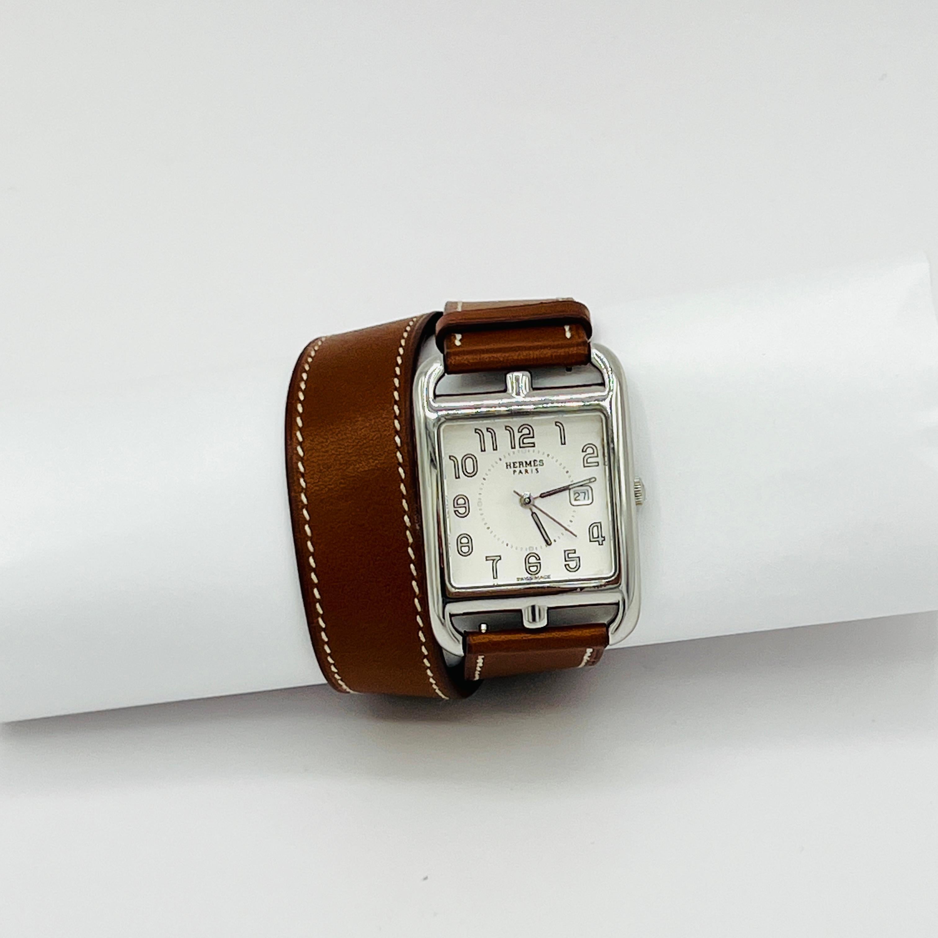 Women's or Men's Estate Hermes Cape Cod Large 37 mm Watch with Leather Strap
