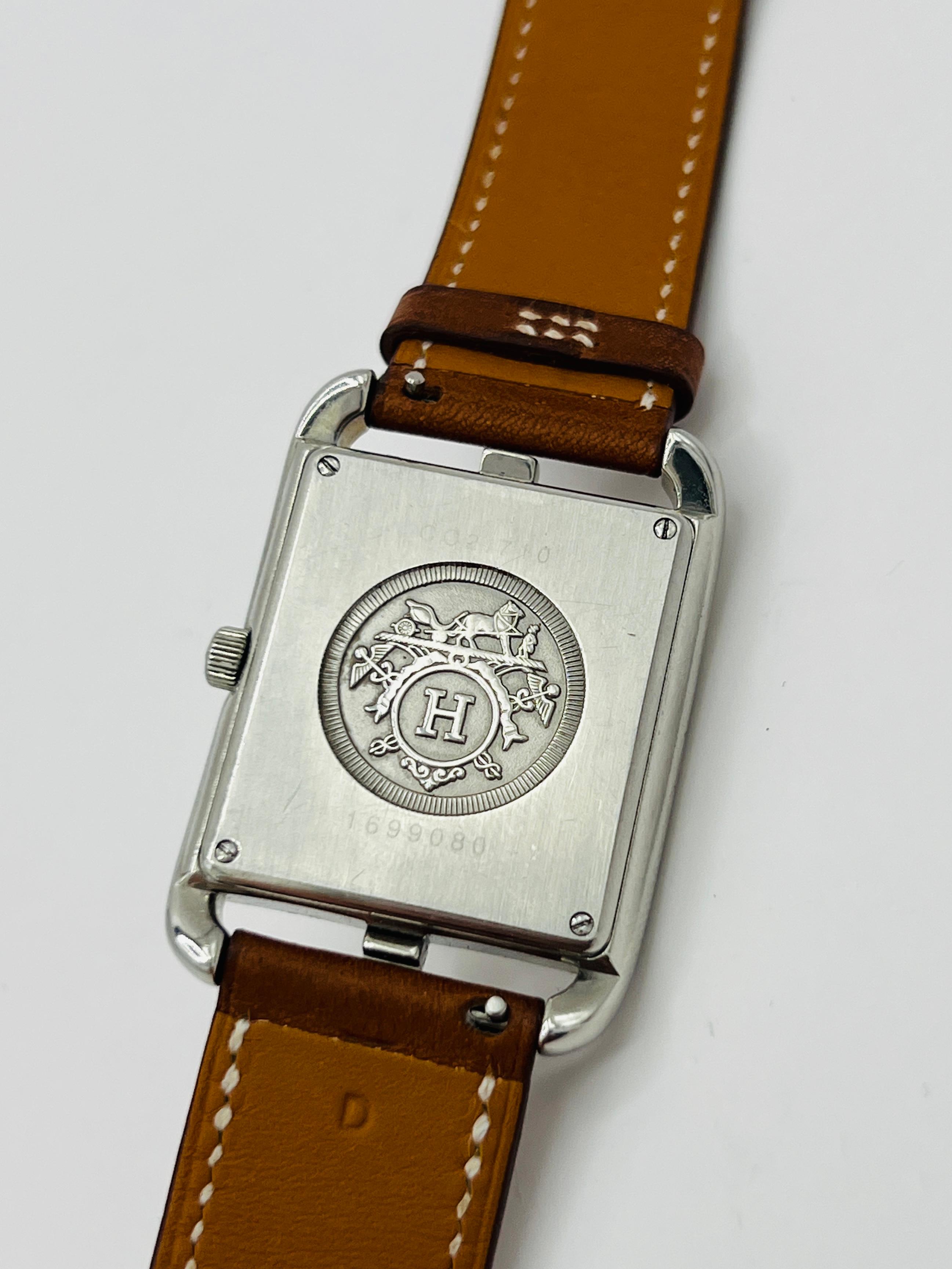 Estate Hermes Cape Cod Large 37 mm Watch with Leather Strap 1