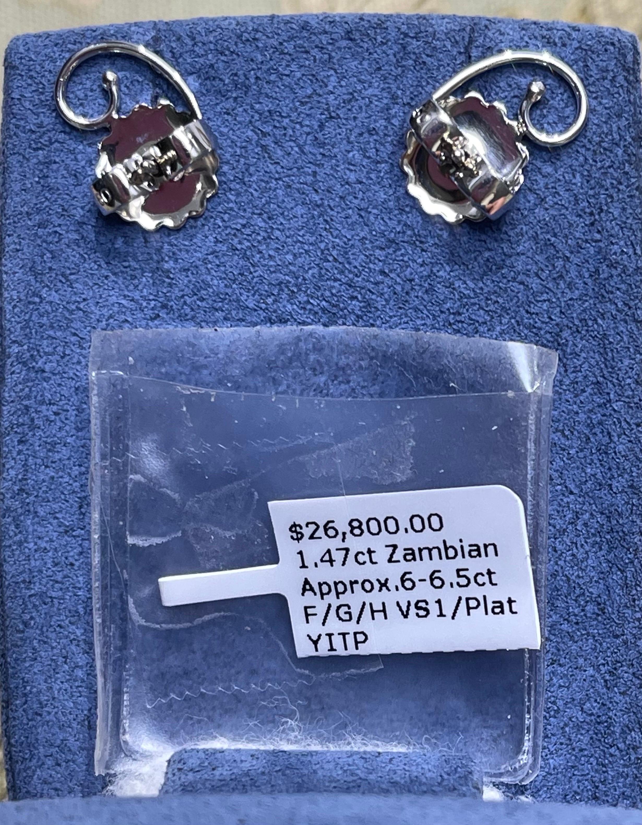 Women's Estate Hollywood Zambian Emeralds Platinum Diamond Estate Earrings For Sale
