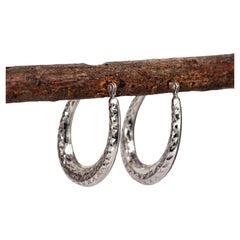 Créoles Estate en or blanc massif 14k  Dos du loquet, 23x18mm