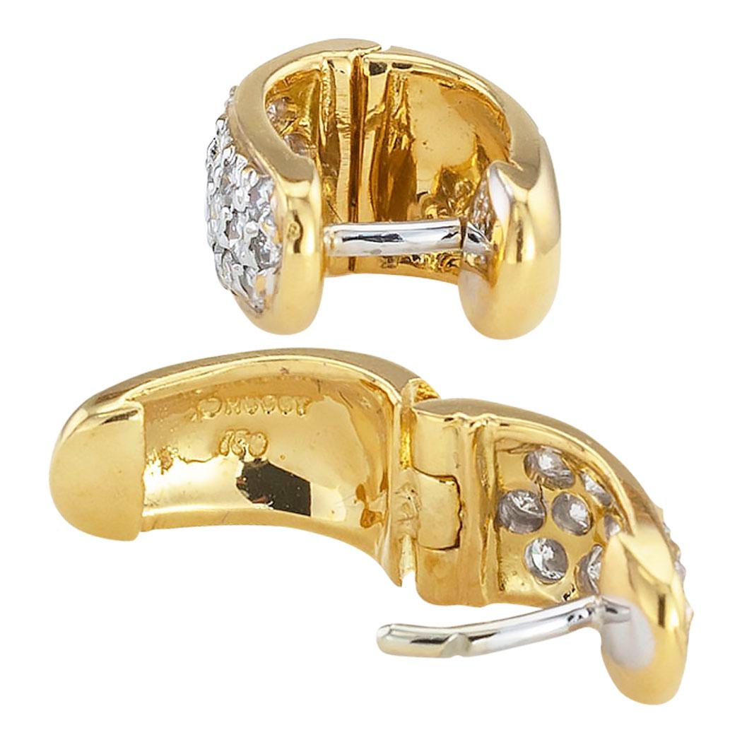 Women's Estate Huggy Diamond Yellow Gold Earrings