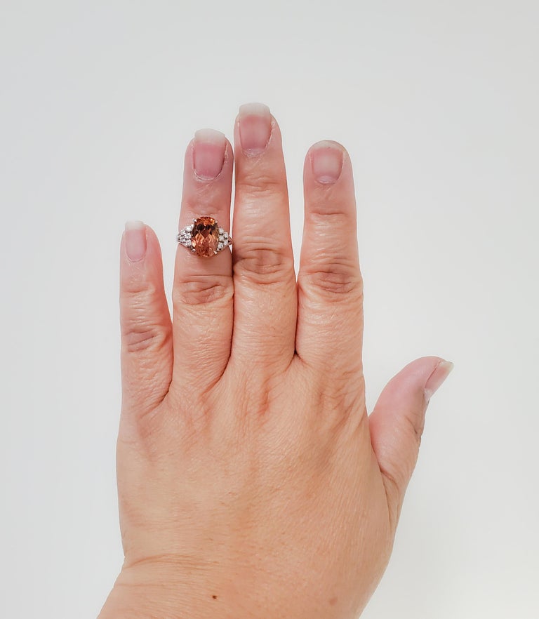 Estate Imperial Topaz and White Diamond Cocktail Ring in  Imperial Topaz 5.32ct Solid 18K White Gold Ring main image 0