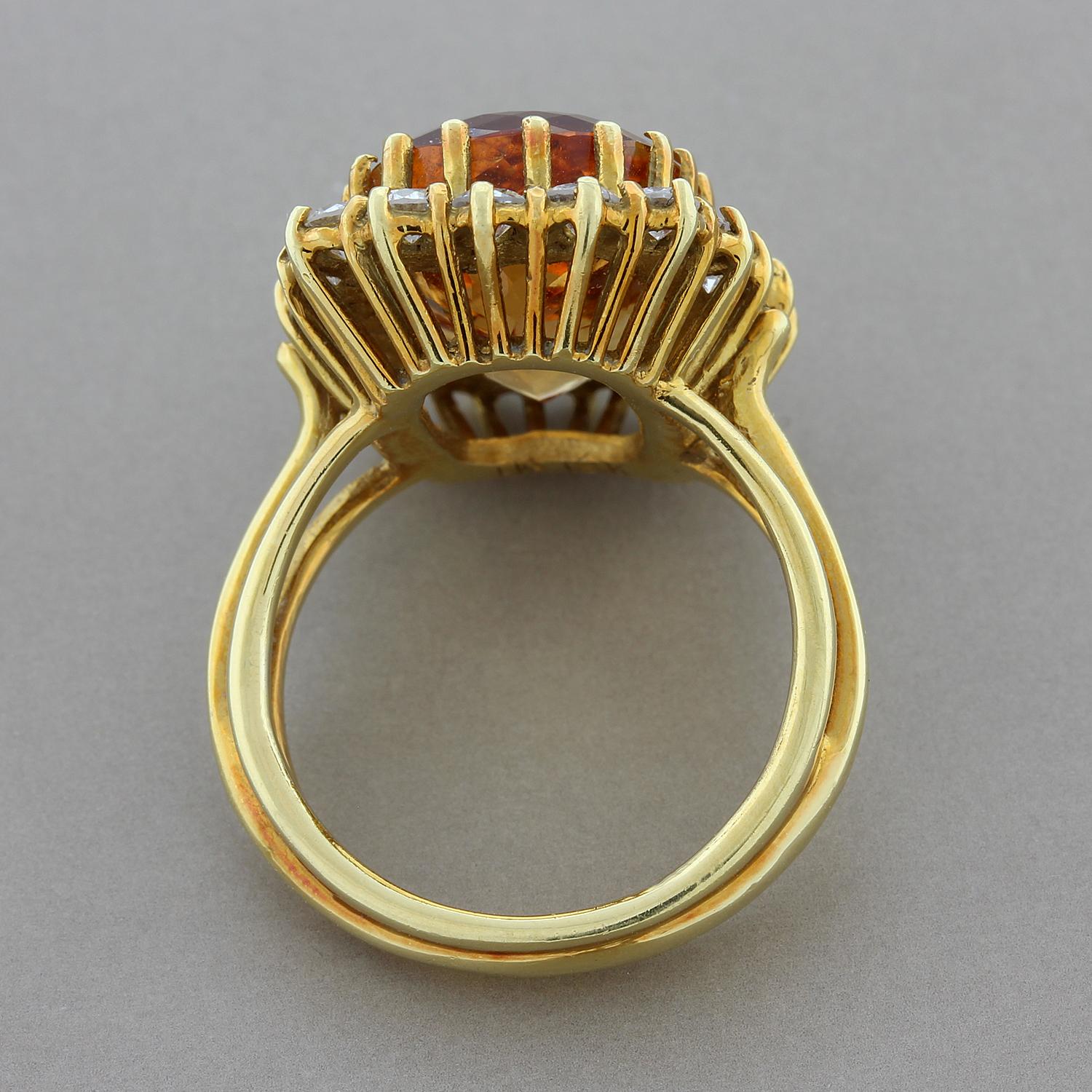 Estate Imperial Topaz Diamond Gold Ring 1