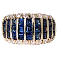 Estate Invisible Set Sapphire & Diamond Wide Band Ring
