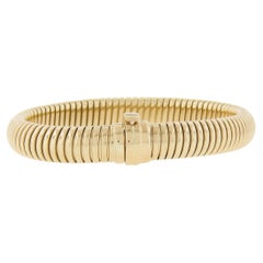 Estate Italian 14k Gold 9.3mm Smooth Accordion Snake Link 7" Chain Bracelet
