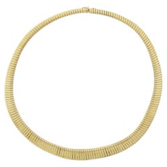 Estate Italian 14k Yellow Gold 16" Smooth Accordion Snake Link Necklace
