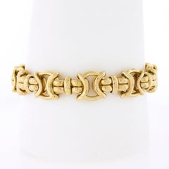 Estate Italian 14K Yellow Gold 7" Polished Fancy Open 12.7mm Link Chain Bracelet