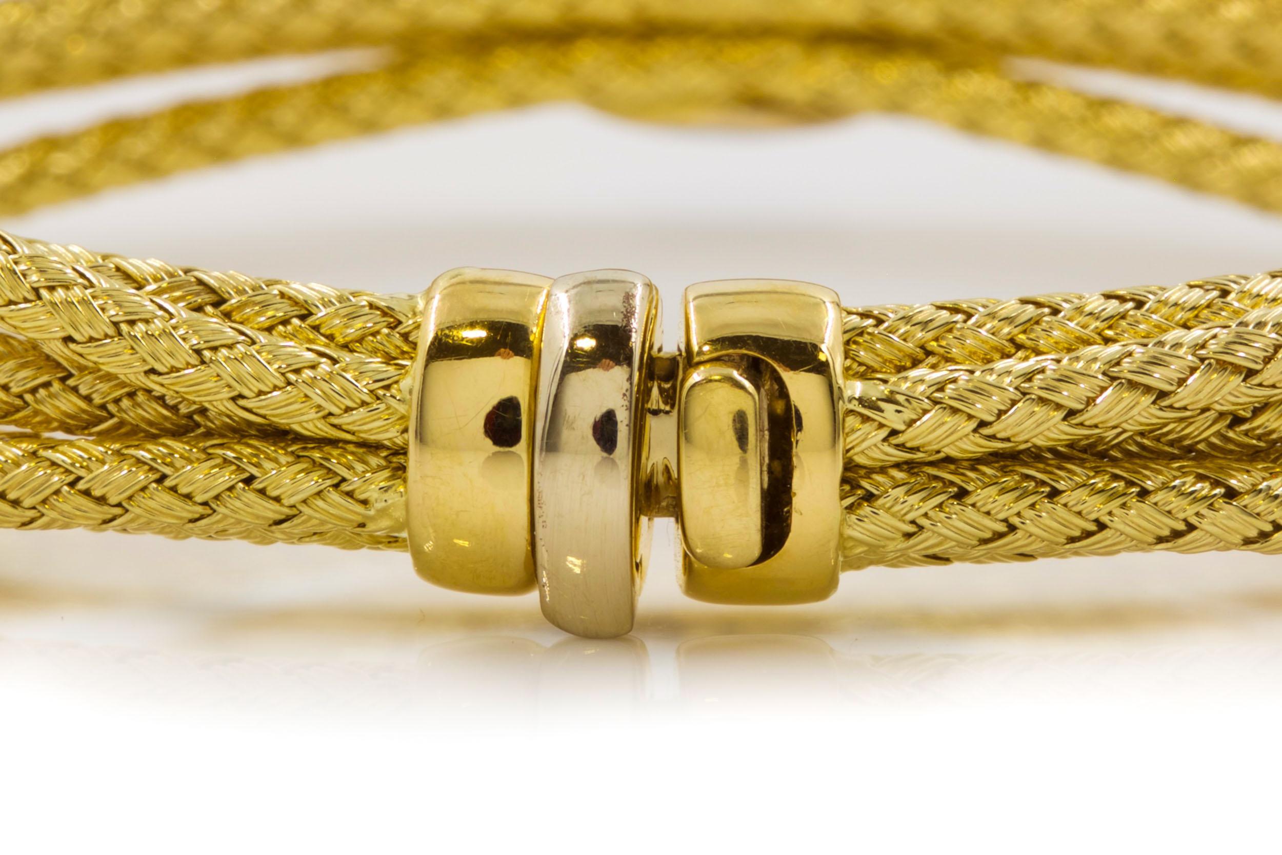 Estate Italian 14k Yellow Gold Five-Cable Bracelet with 32 Diamonds For Sale 5