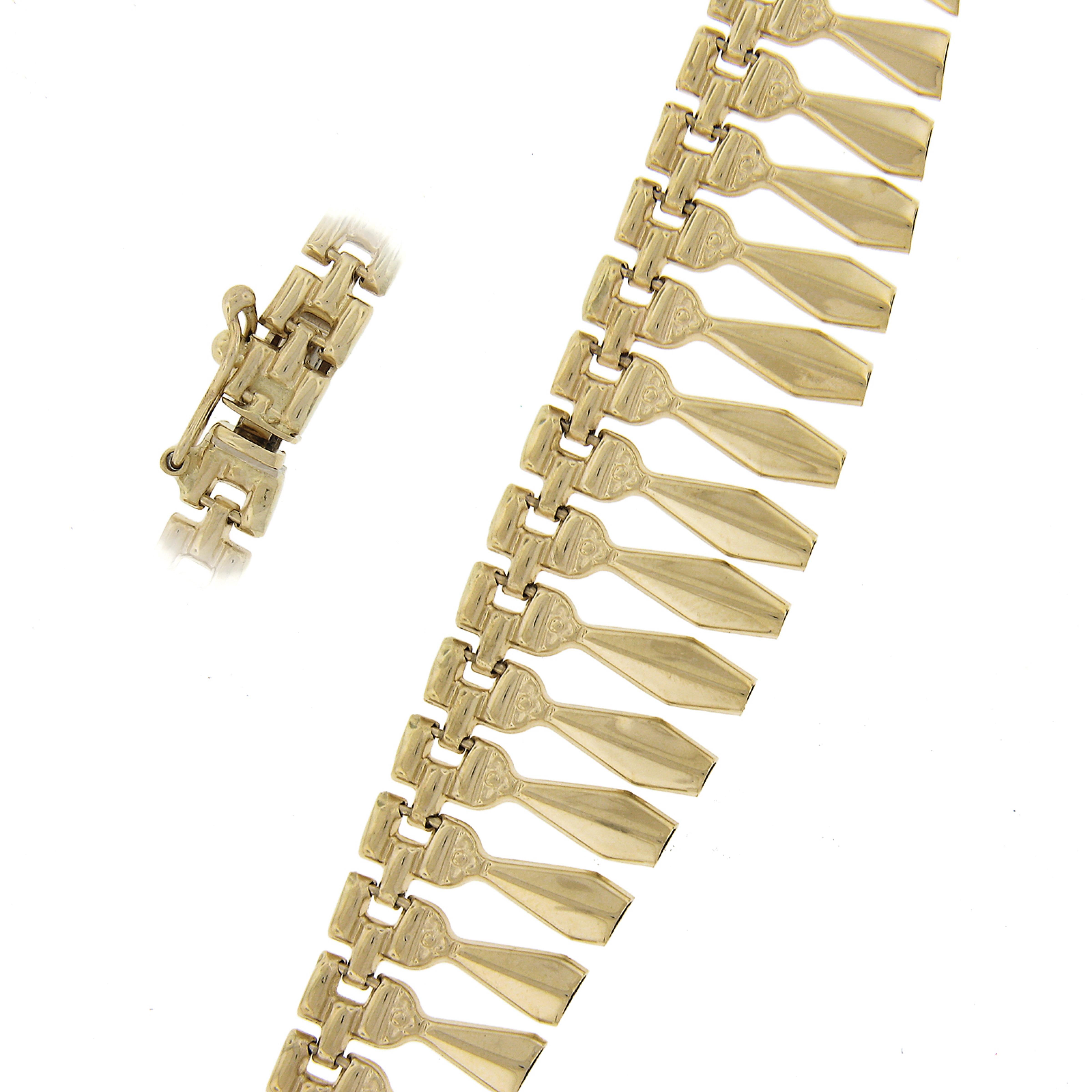 Estate Italian 14k Yellow Gold Graduated Fancy Fringe Collar Necklace w/ Dangles For Sale 1