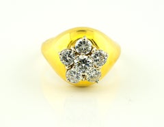 Estate Italian 1.80 Ct. Diamond Daisy 18 KT Signet Ring