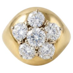 Estate Italian 1.80 Ct. Diamond Daisy 18 KT Signet Ring