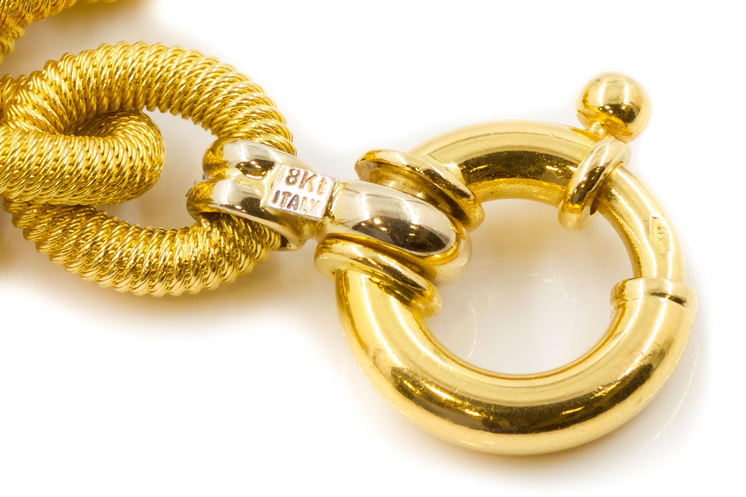 Estate Italian 18k Yellow Gold Open-Link Bracelet w/ 138 Diamonds 4