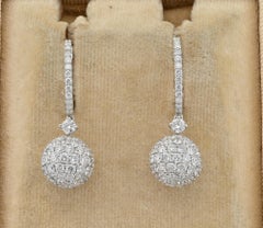 Estate Italian 3.50 Ct Diamond Swing Earrings 18 KT Gold