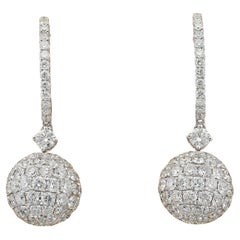 Estate Italian 3.50 Ct Diamond Swing Earrings 18 KT Gold