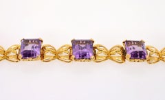 Estate Italian Amethyst & Gold Bracelet