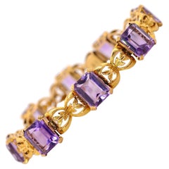 Estate Italian Amethyst & Gold Bracelet