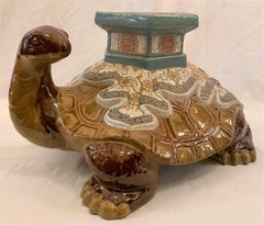 Estate Italian Glazed Ceramic Chinese Style "Turtle" Garden Stool, circa 1950