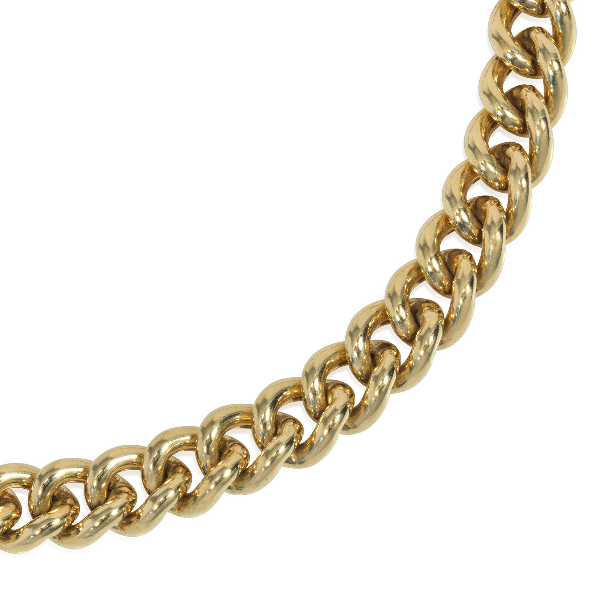 An estate gold collar length curb link chain necklace in 18k.  Italy
