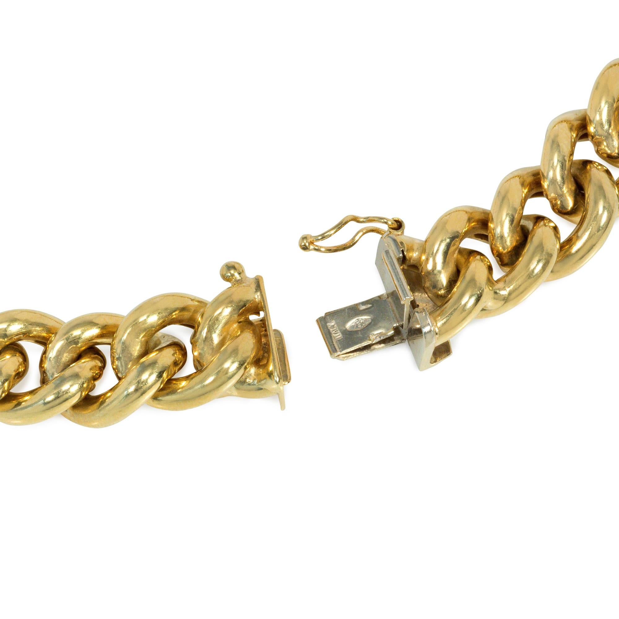 Contemporary Estate Italian Gold Curb Link Chain Necklace For Sale