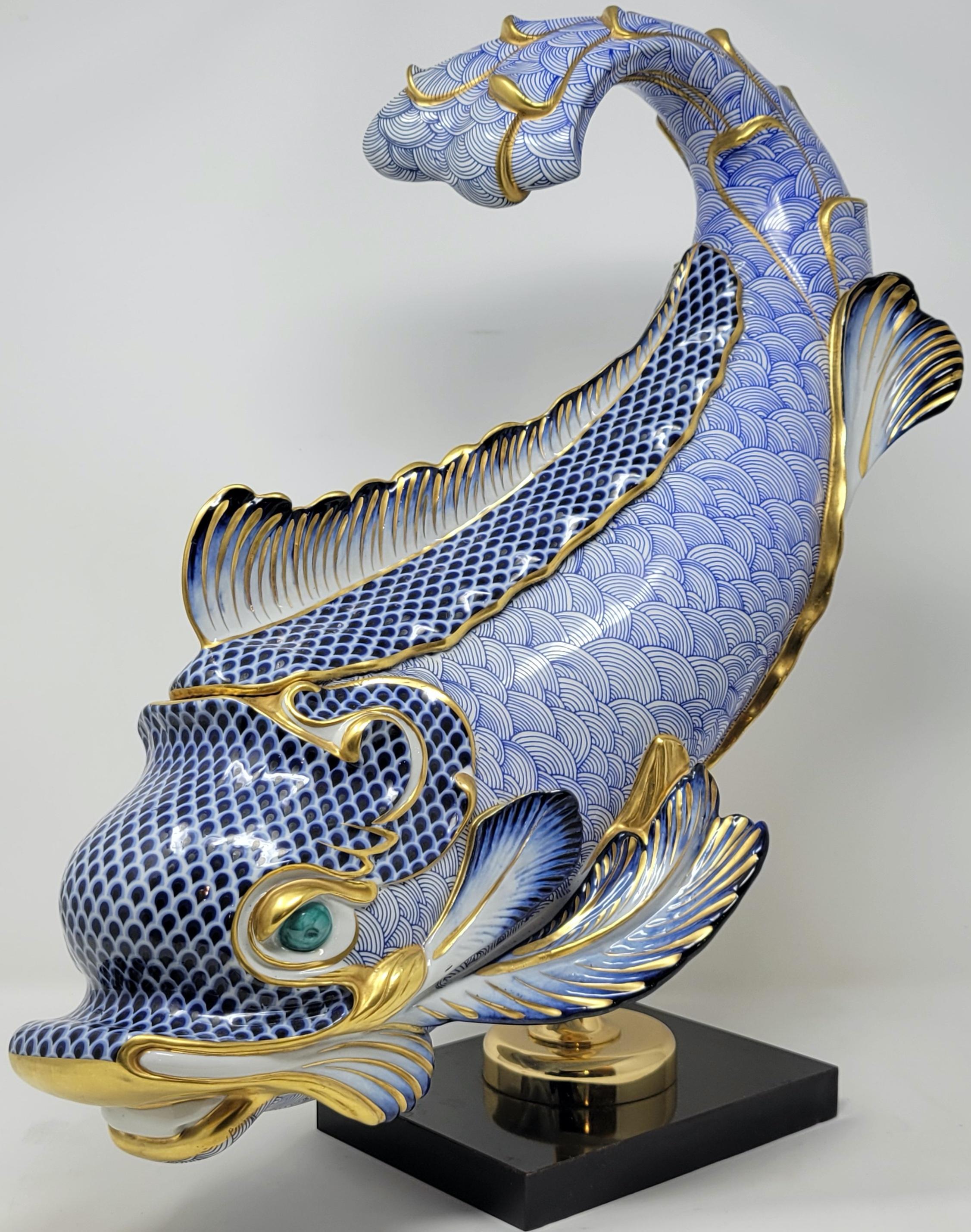20ième siècle Dolphin italien peint à la main par Giulia Mangani pour Oggetti