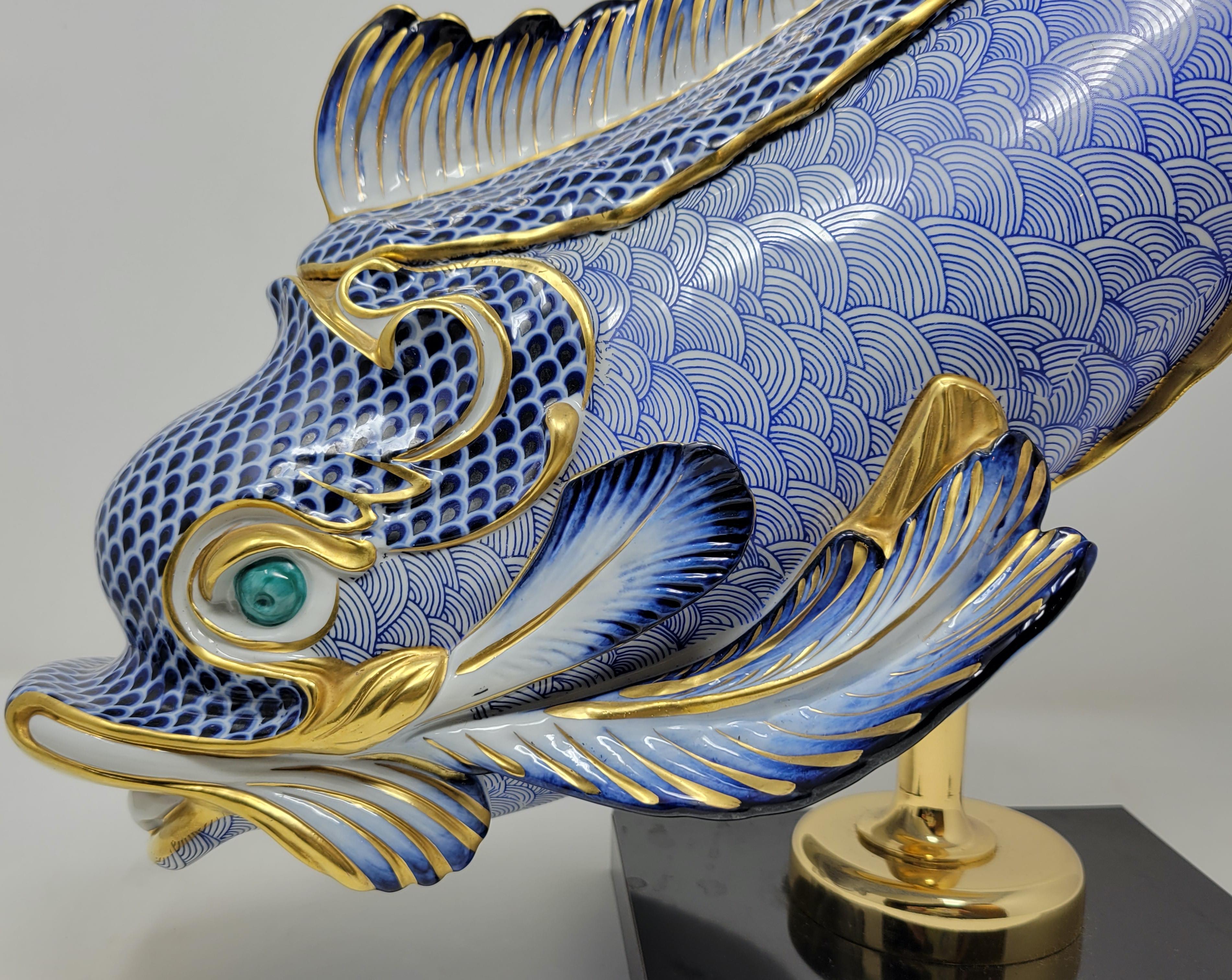 Dolphin italien peint à la main par Giulia Mangani pour Oggetti 1