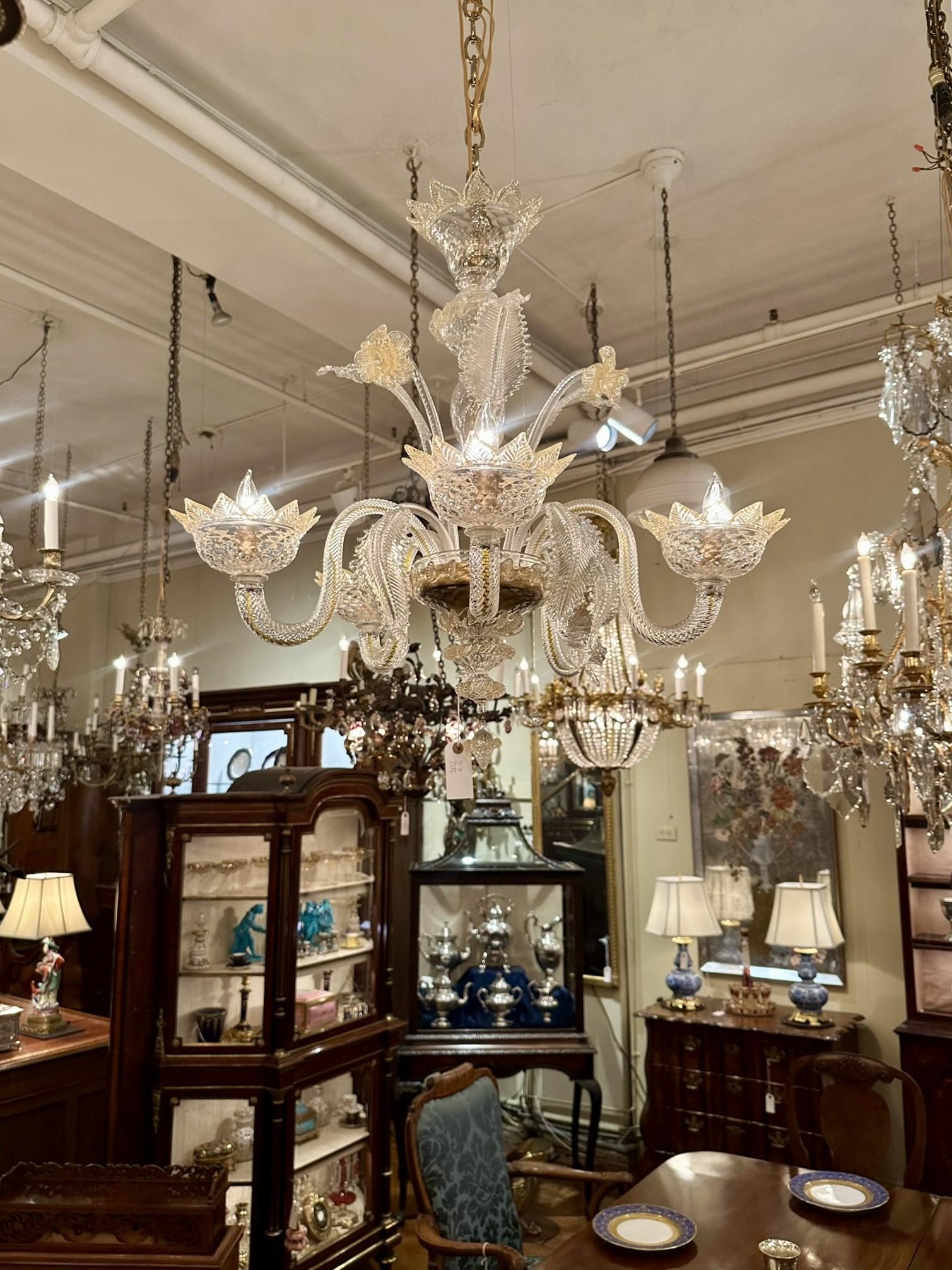 Estate Italian Murano Glass Chandelier, Circa 1950's-1970's. For Sale 7