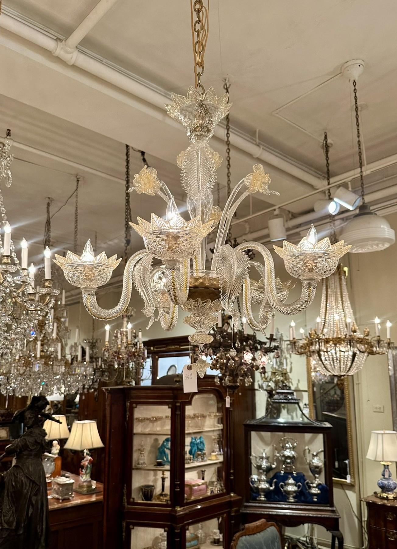 Estate Italian Murano Glass Chandelier, Circa 1950's-1970's. For Sale 8