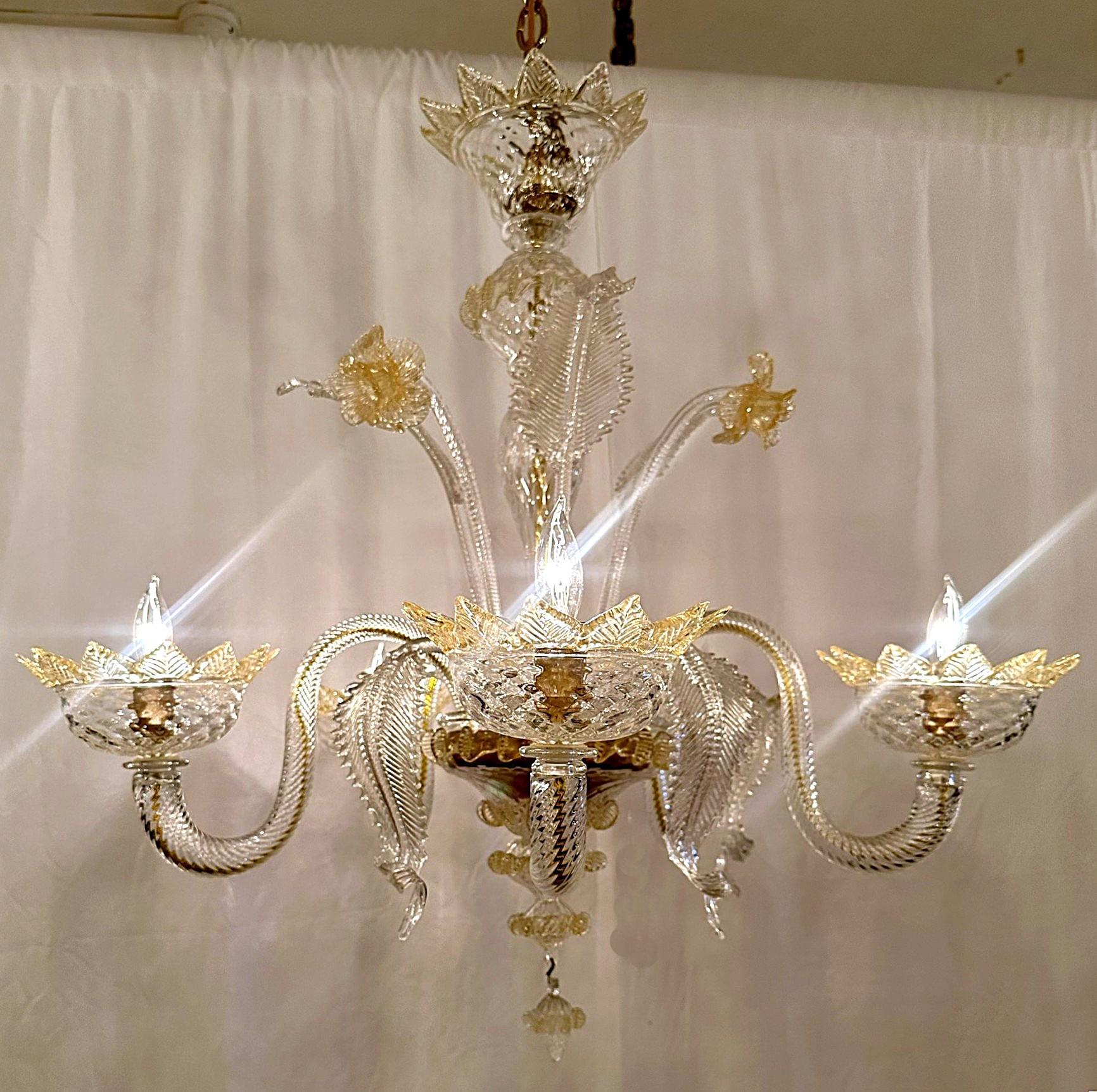 Estate Italian Murano Glass Chandelier, Circa 1950's-1970's.
