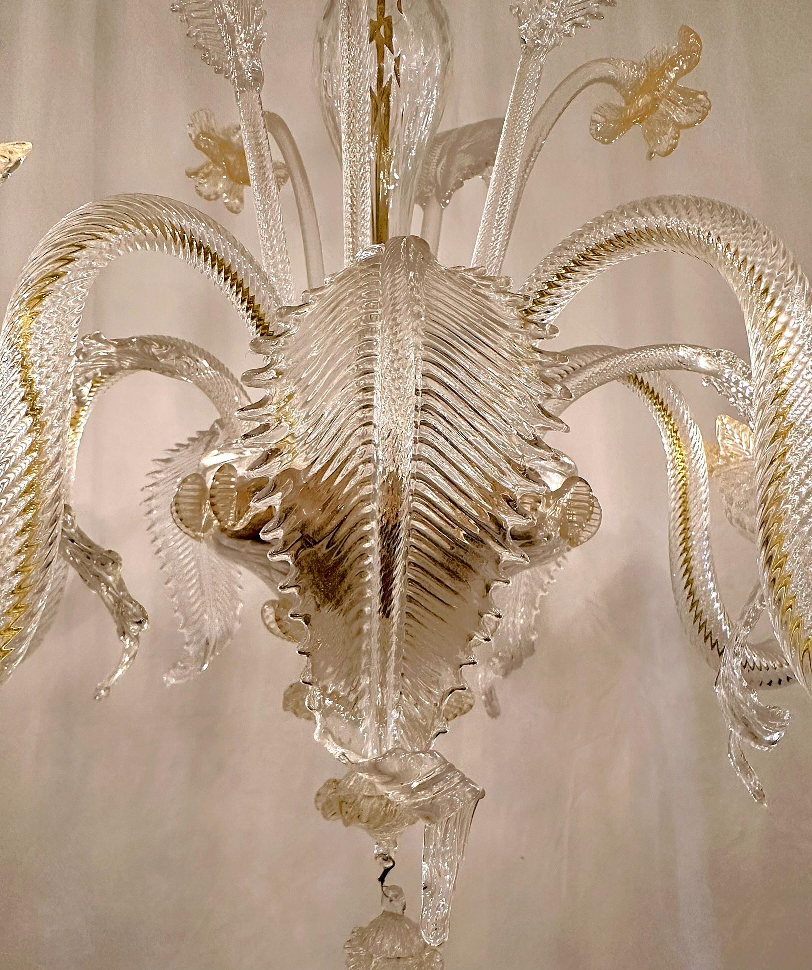 Estate Italian Murano Glass Chandelier, Circa 1950's-1970's. For Sale 4