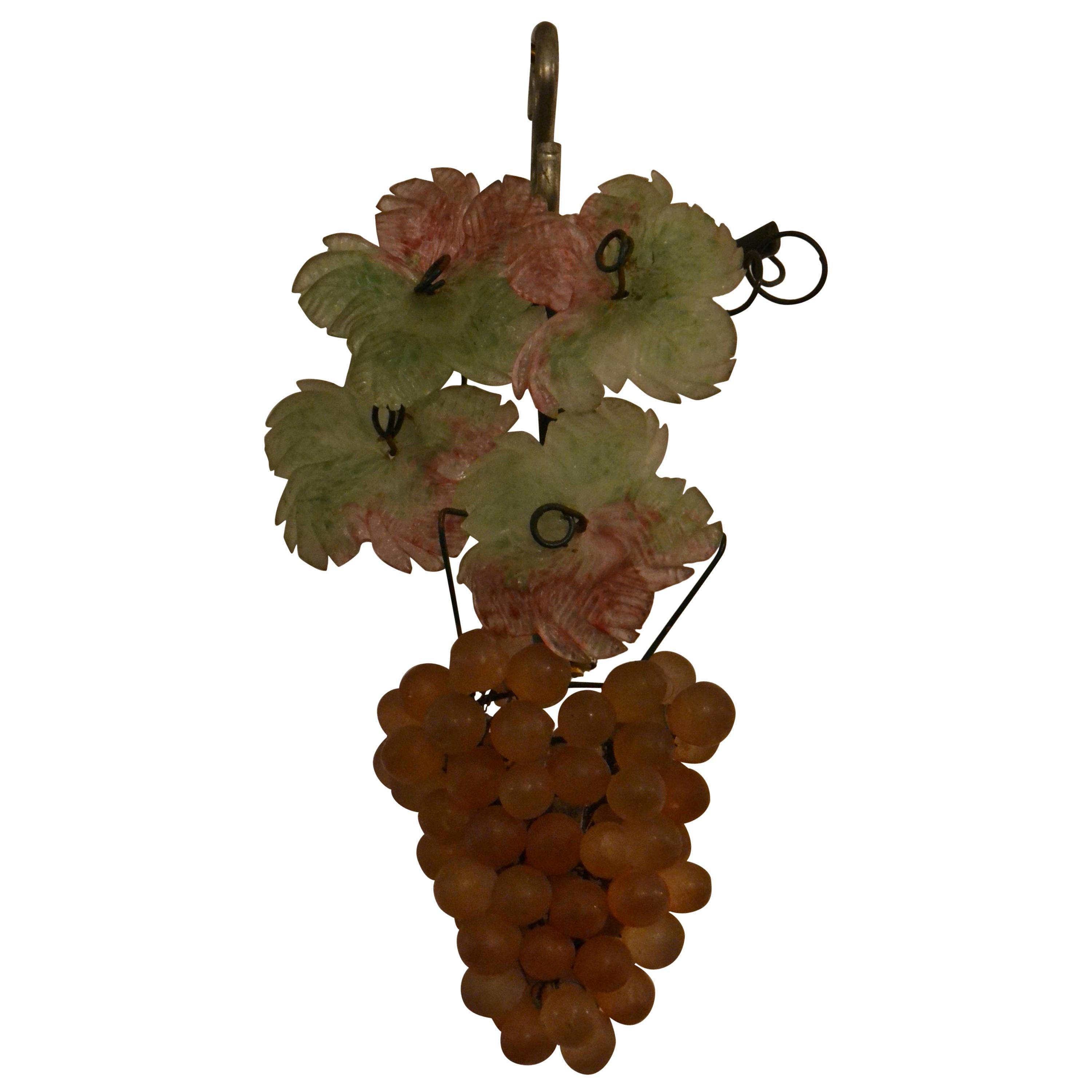 Estate Italian Purple and Green Colored Venetian Glass Grape Pendant Light