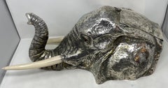 Estate Italian Retro Silver Plated Grand Scale Elephant Bottle Holder