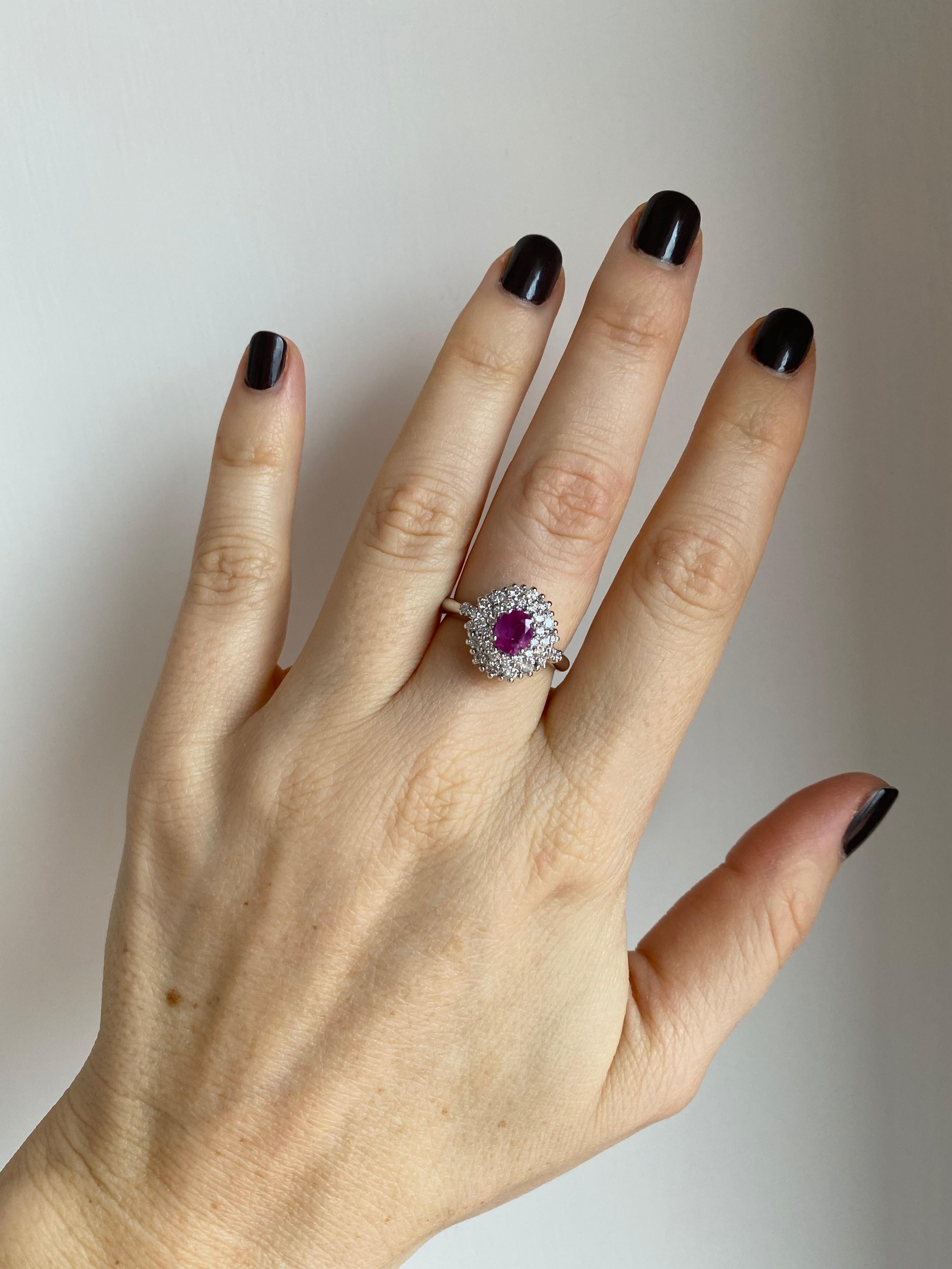 Estate Italian Ruby Diamond Engagement Ring For Sale 3
