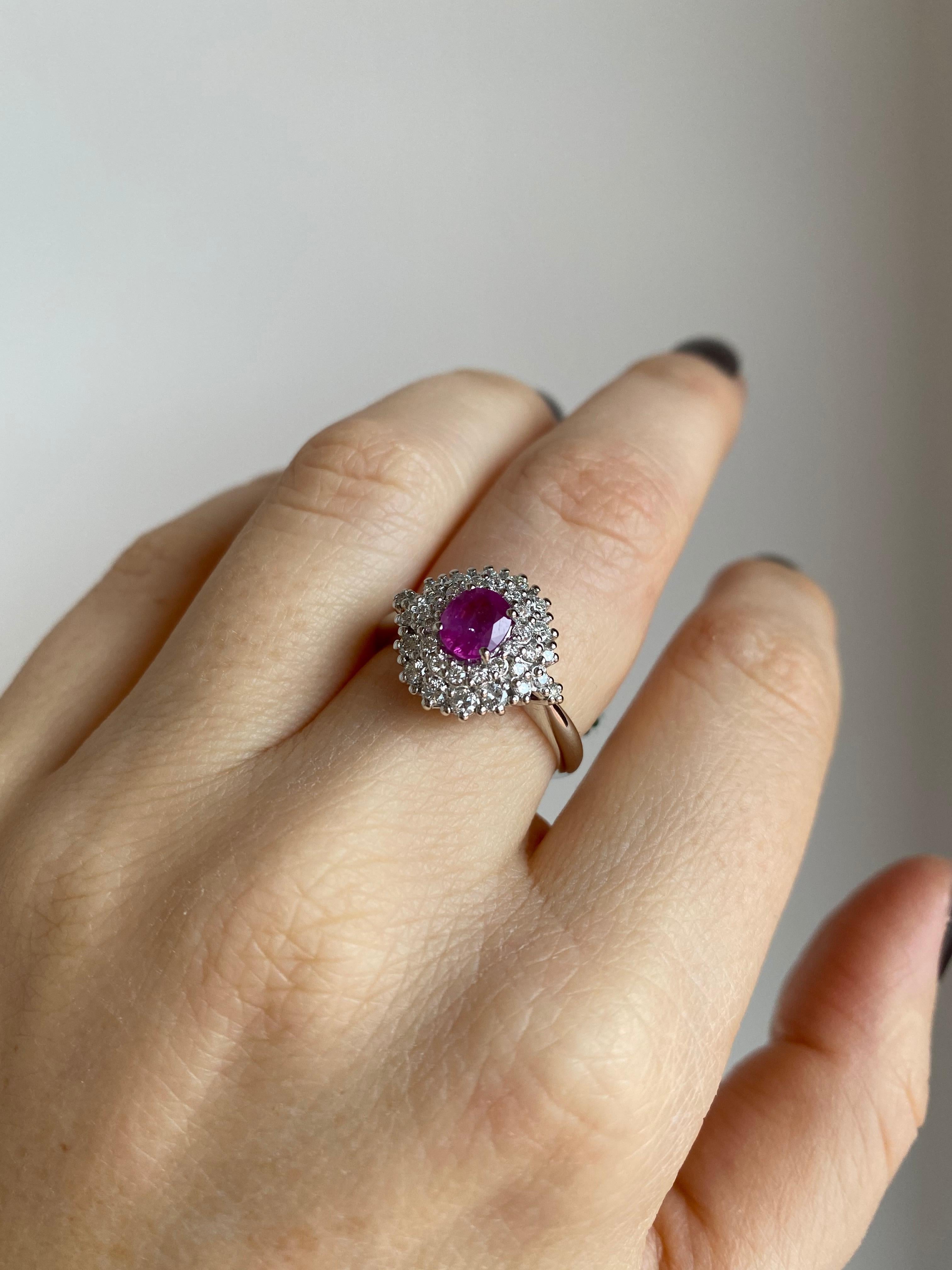Estate Italian Ruby Diamond Engagement Ring For Sale 4
