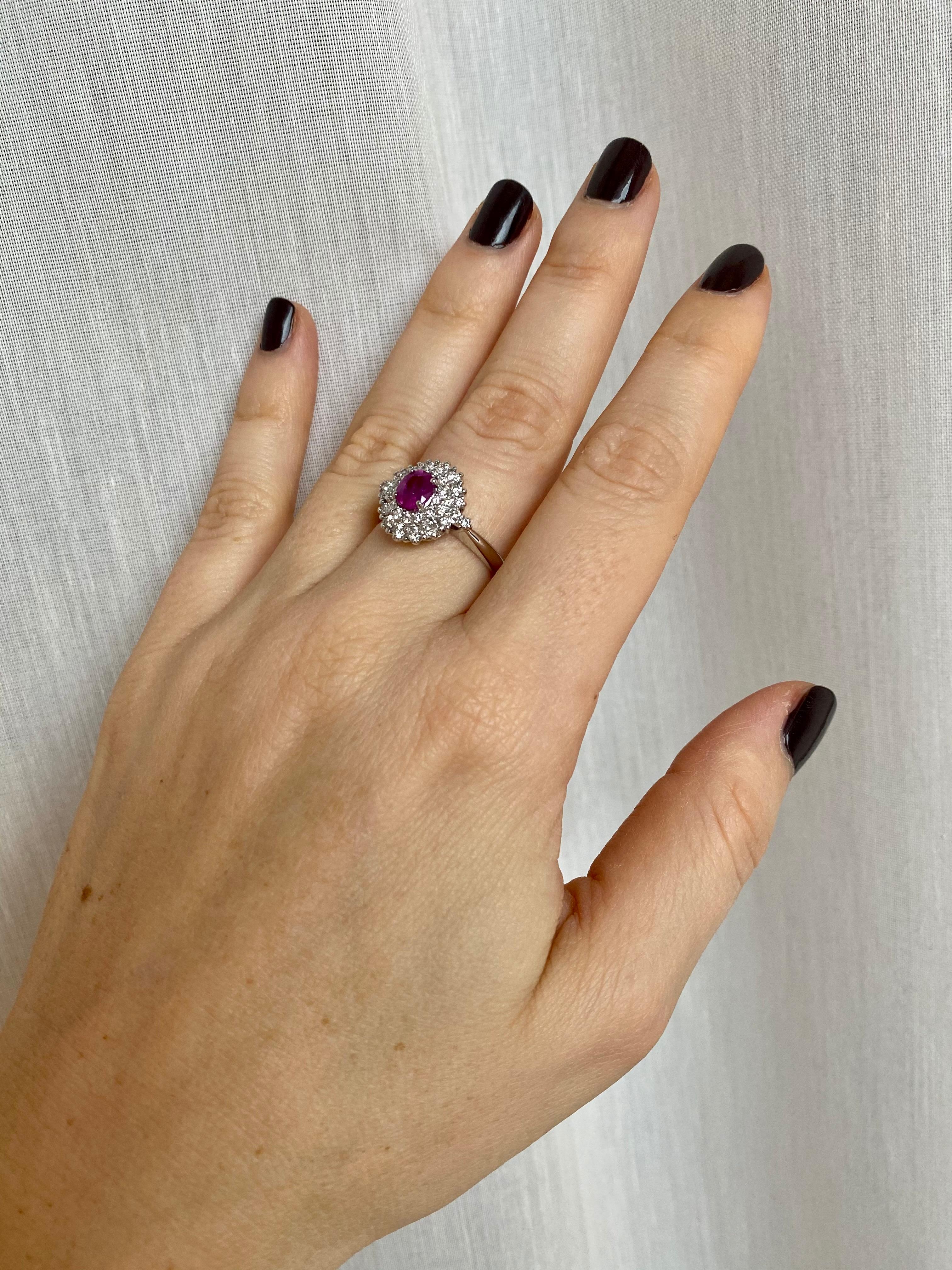 Estate Italian Ruby Diamond Engagement Ring For Sale 5