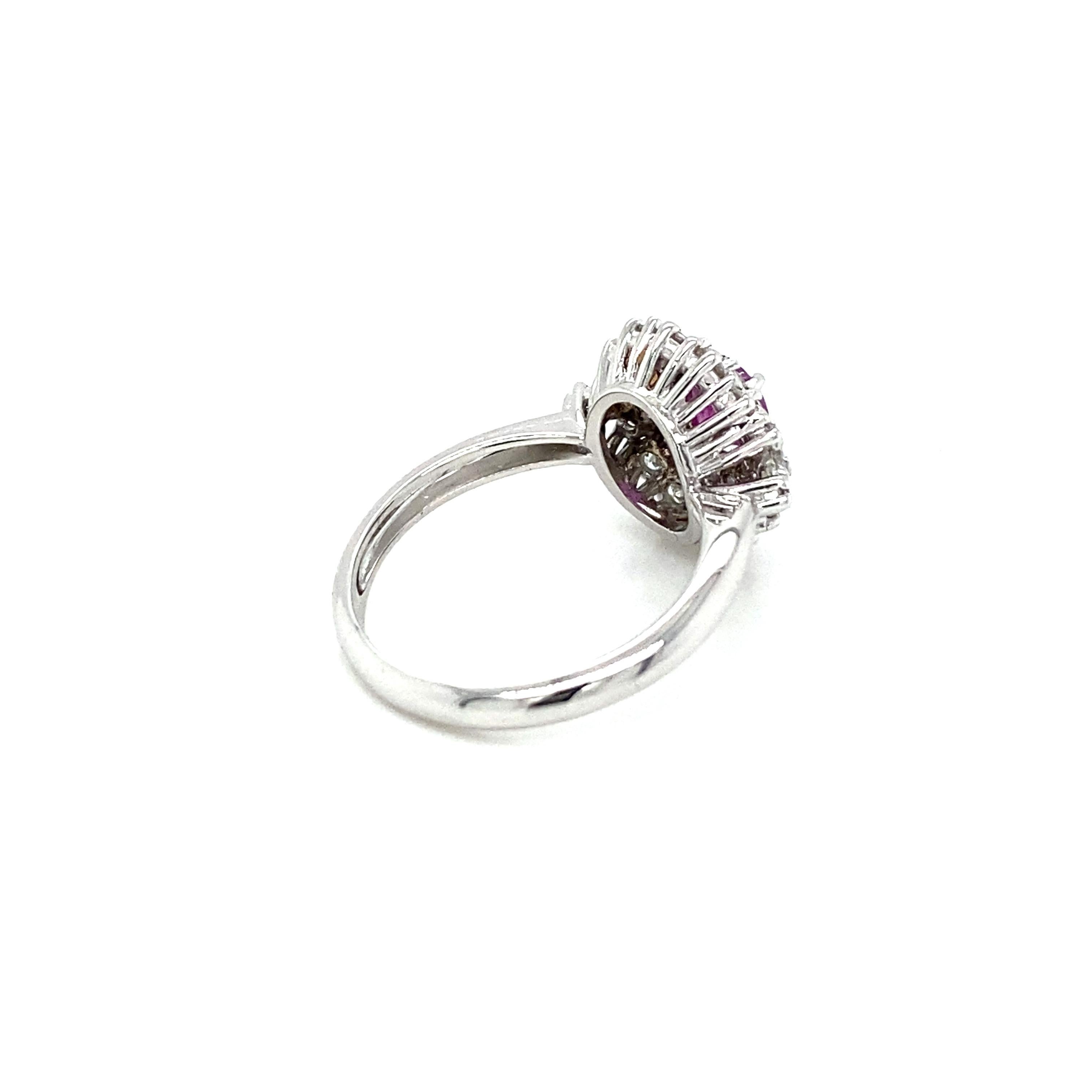 Mixed Cut Estate Italian Ruby Diamond Engagement Ring For Sale